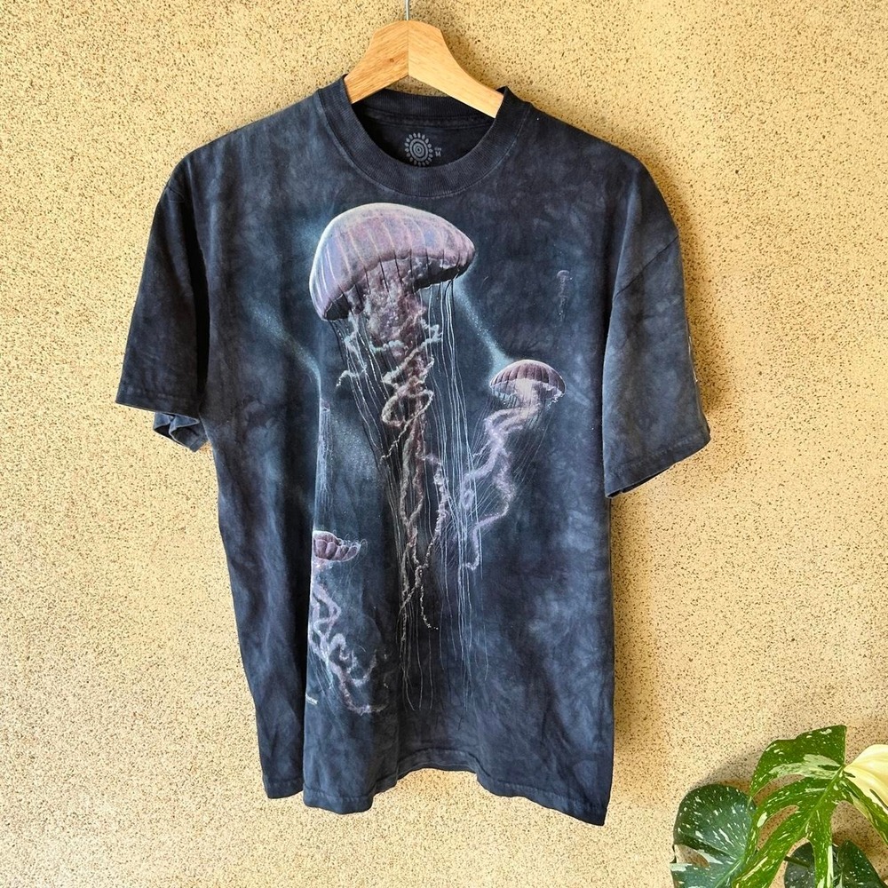 The Mountain Jellyfish Tie Dye Cotton T-Shirt Mens Medium Black Grey Monterey CA
